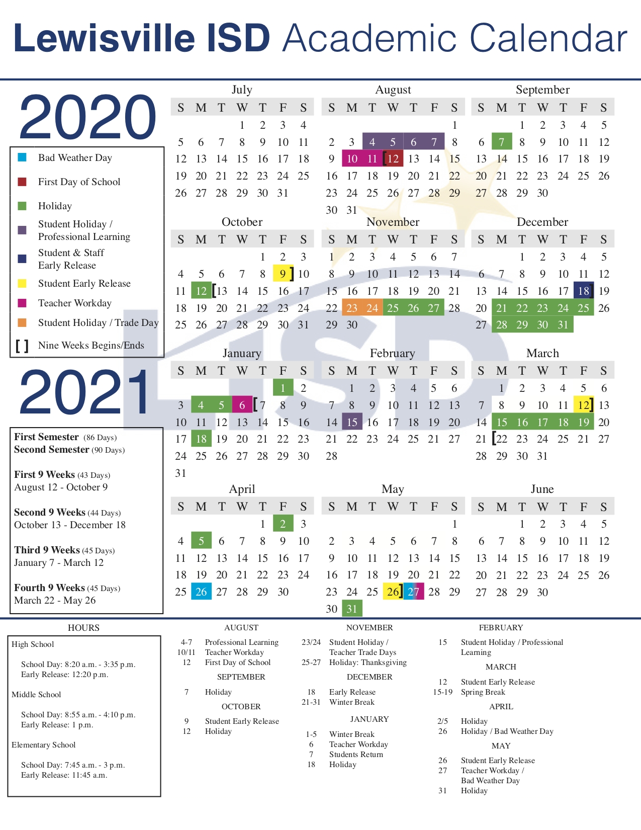 Lisd Approves 2020-21 Academic Calendar