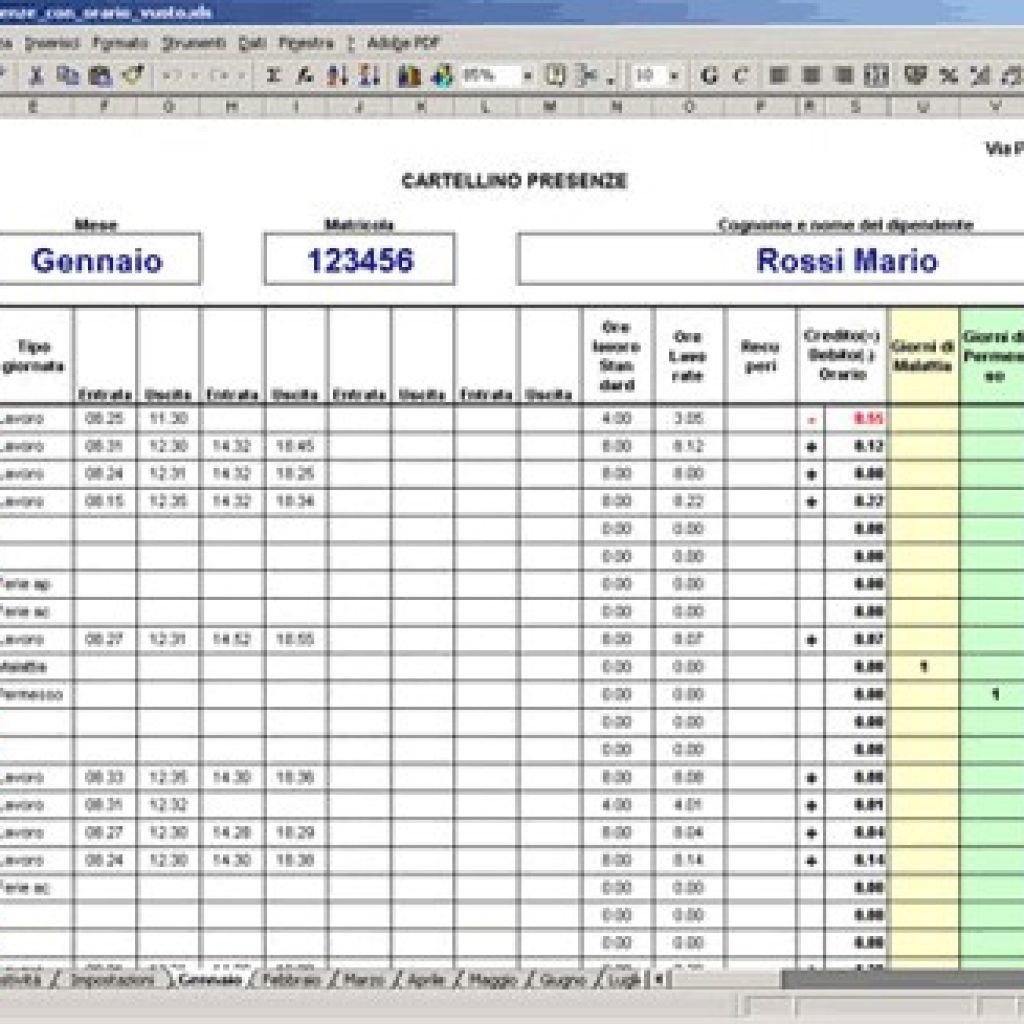 L&#039;orario Di Lavoro Con Excel: Modello Gestione Dipendenti