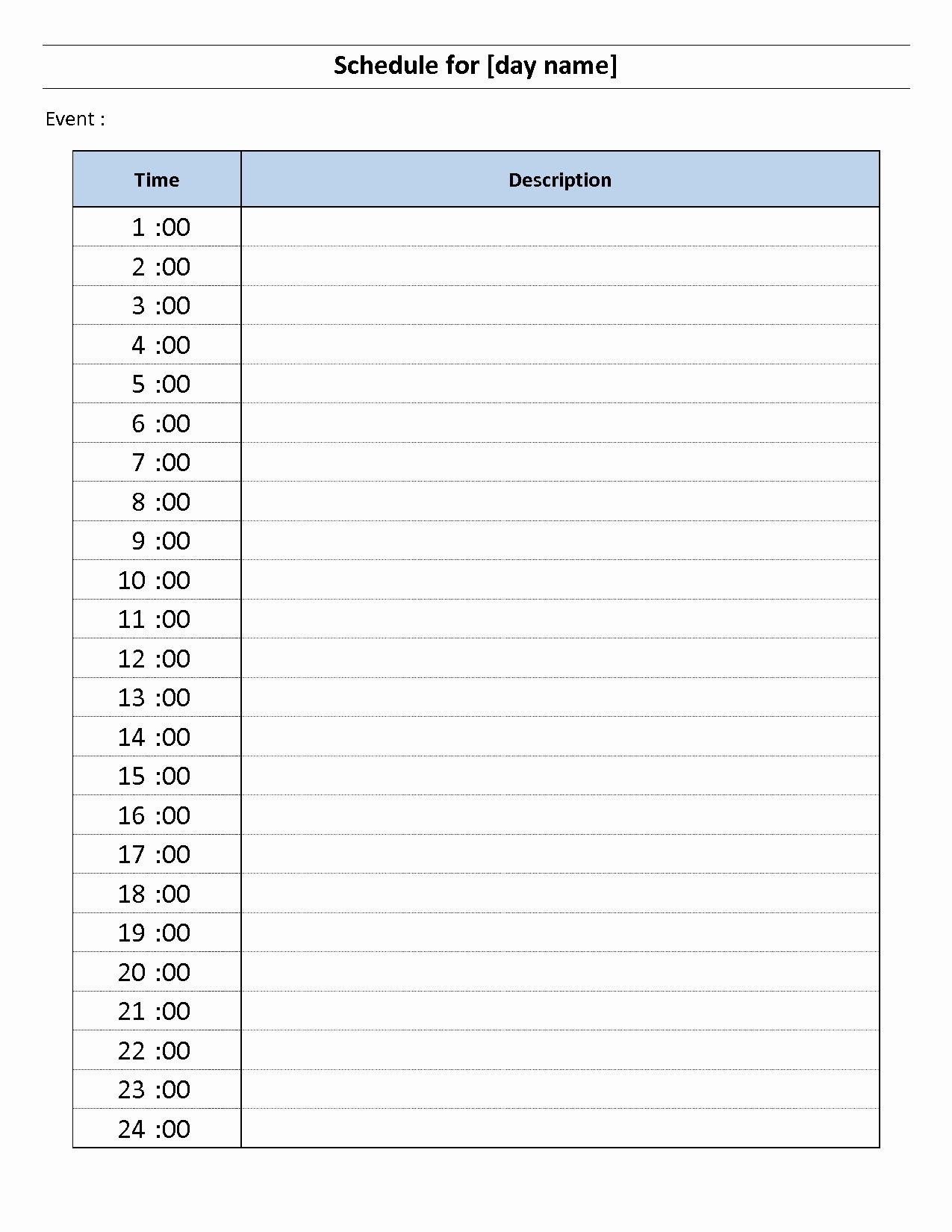 Lovely One Day Schedule Template In 2020 | Daily Schedule