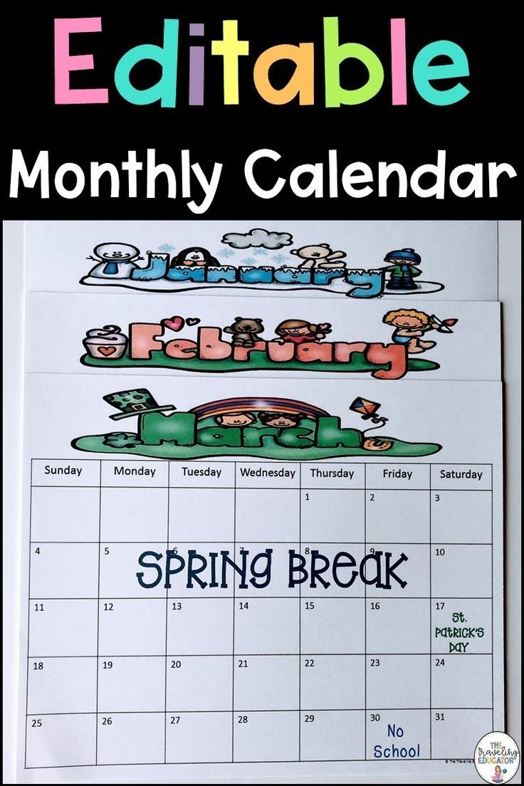 Monthly Calendar Template (Editable) | Student Calendar