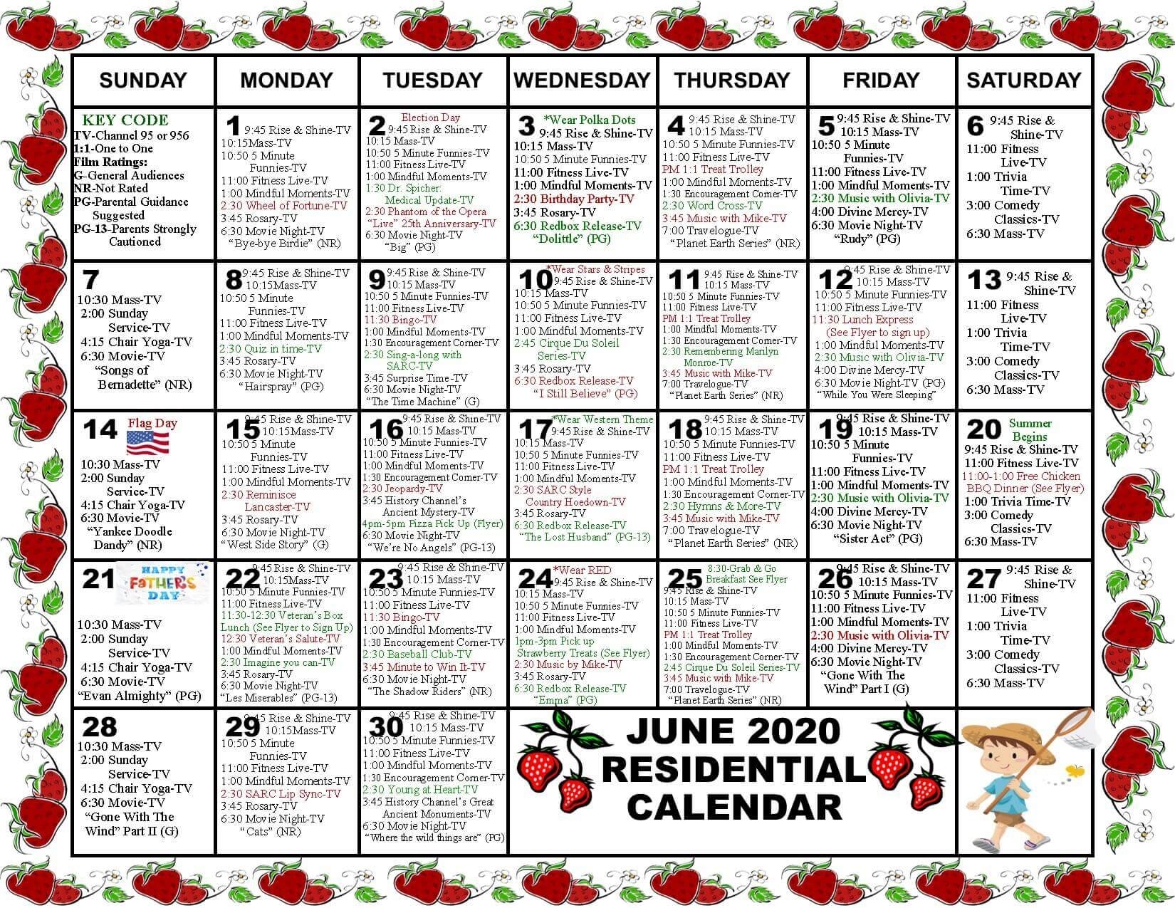 Monthly Community Calendars - St. Anne&#039;s Retirement Community