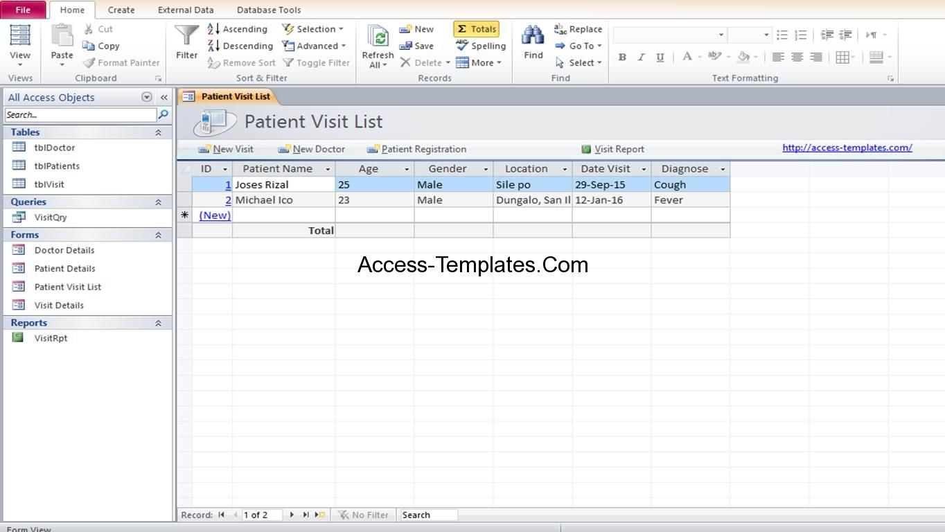 Ms Access Hospital Database Samples | Access Database And