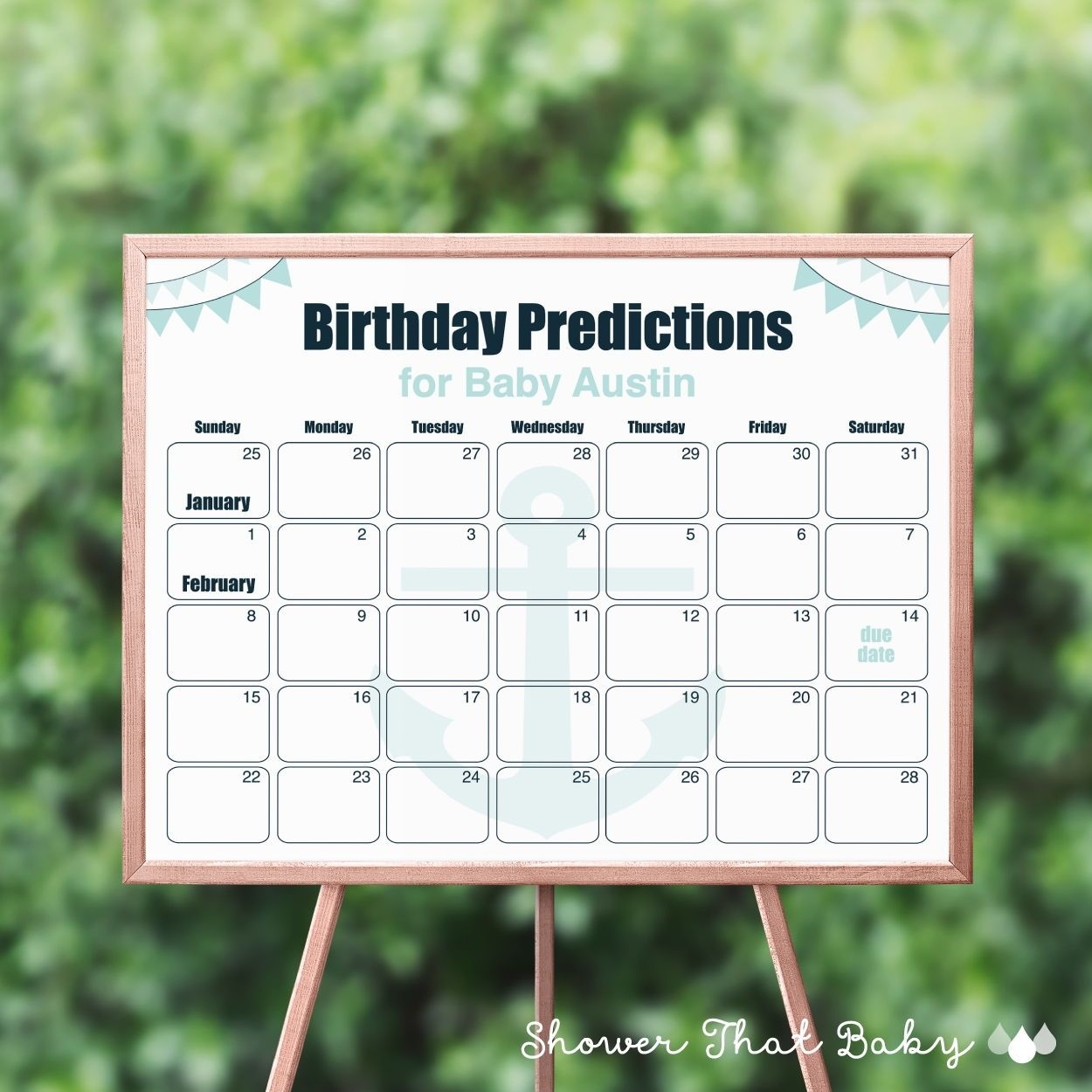 Nautical Birthday Prediction Calendar - Printable Nautical