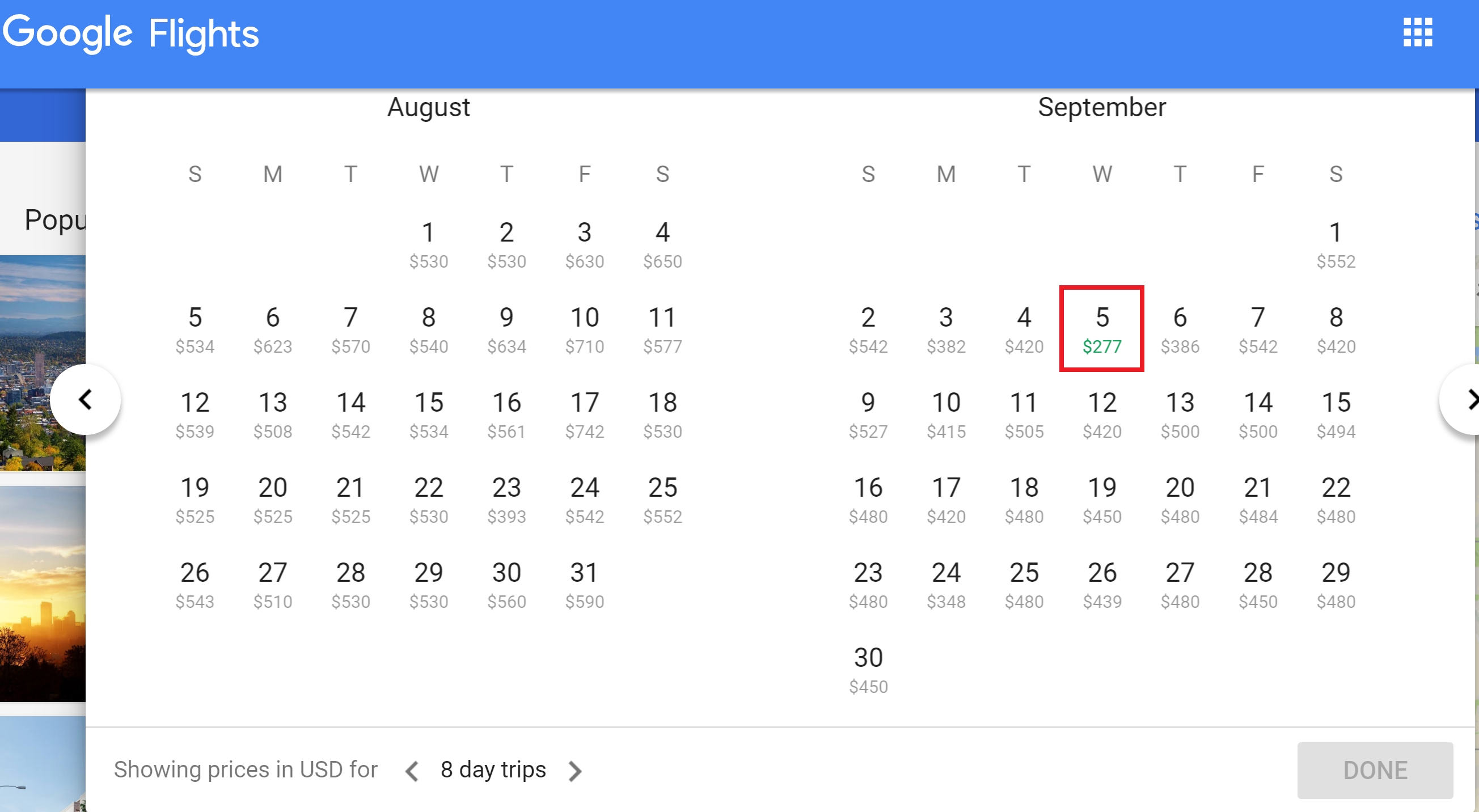 Navigating New Google Flights Fare Calendar, Fare Matrix And