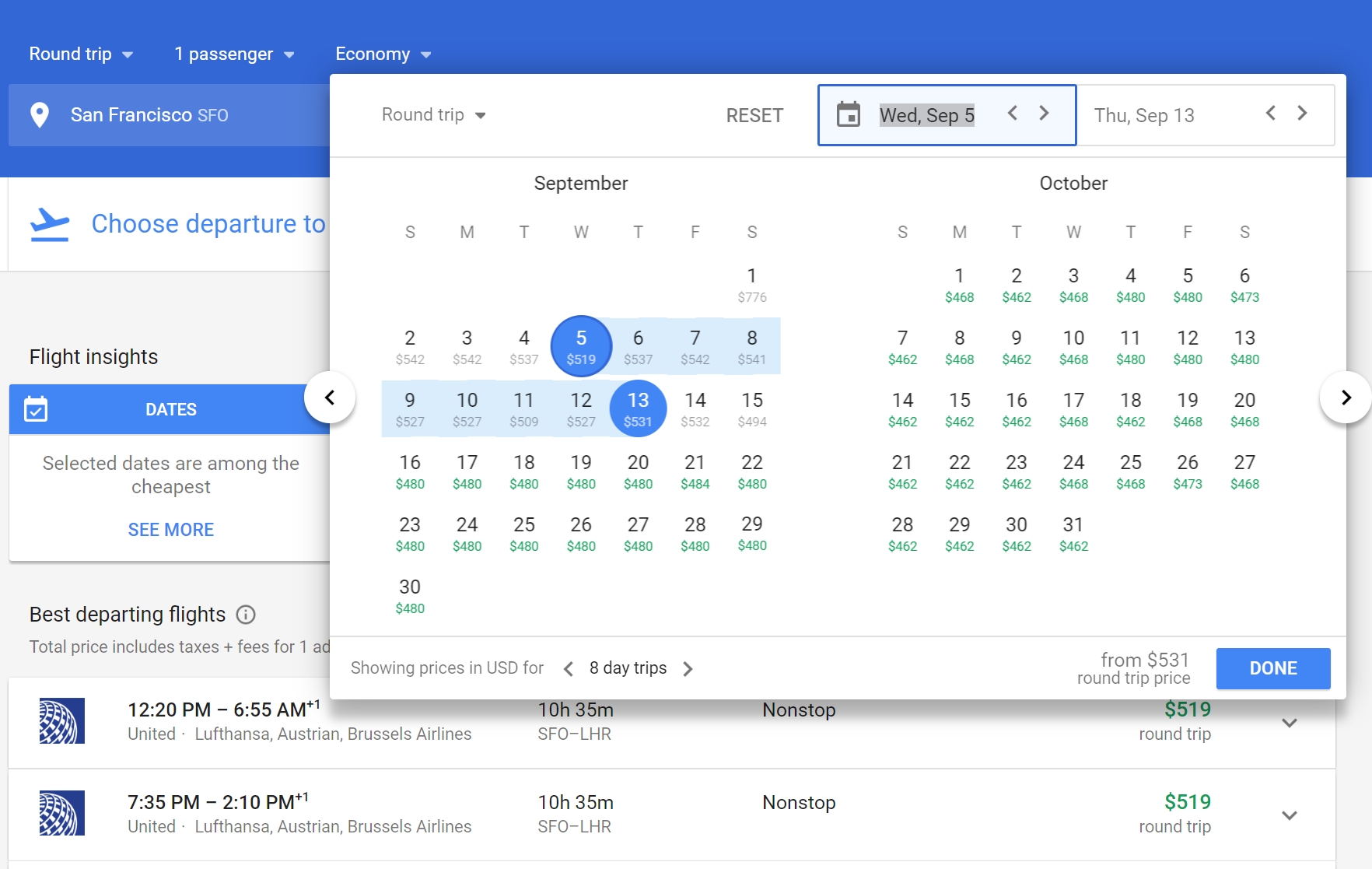 Navigating New Google Flights Fare Calendar, Fare Matrix And