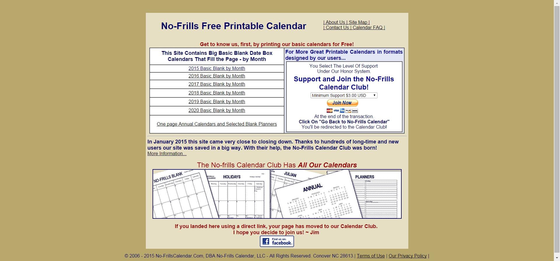 No-Frills Free Printable Calendar - Big Blank Date Box By