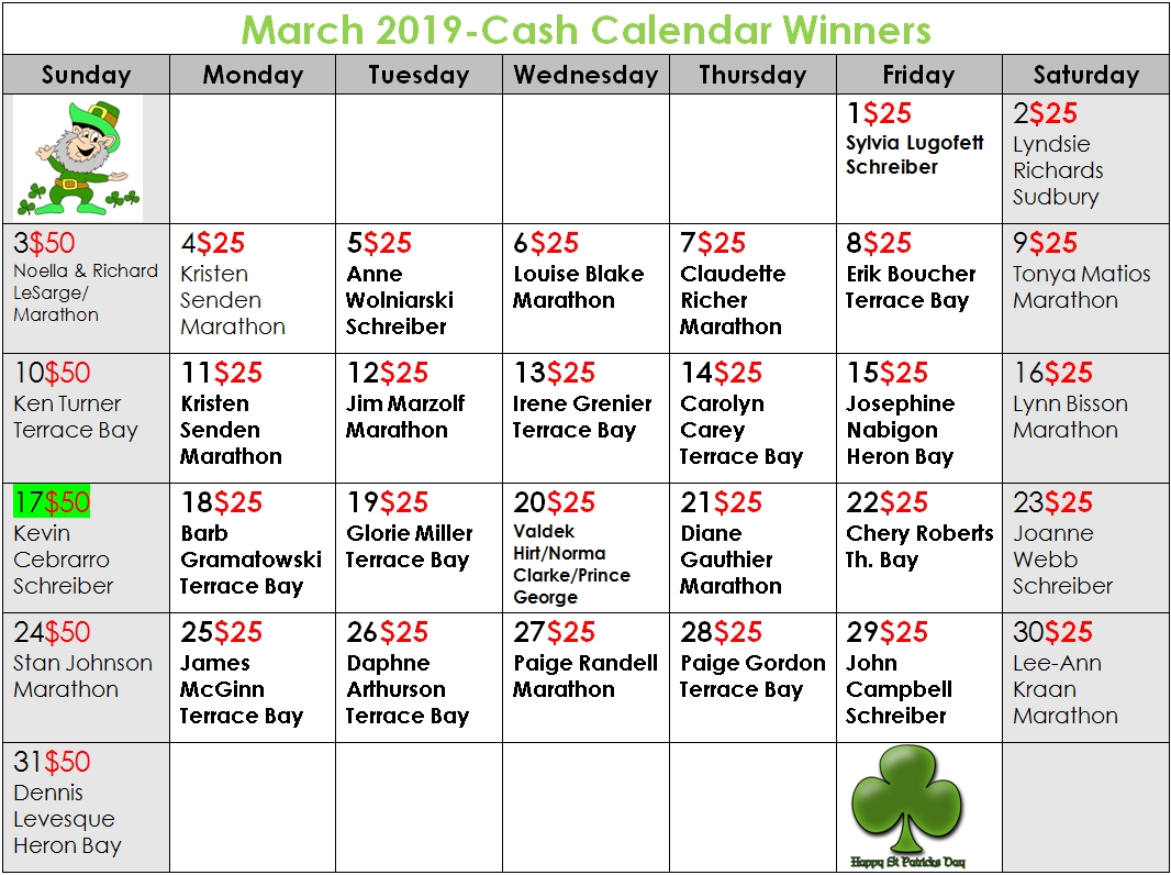 North Of Superior Healthcare Group - 2019 Cash Calendar