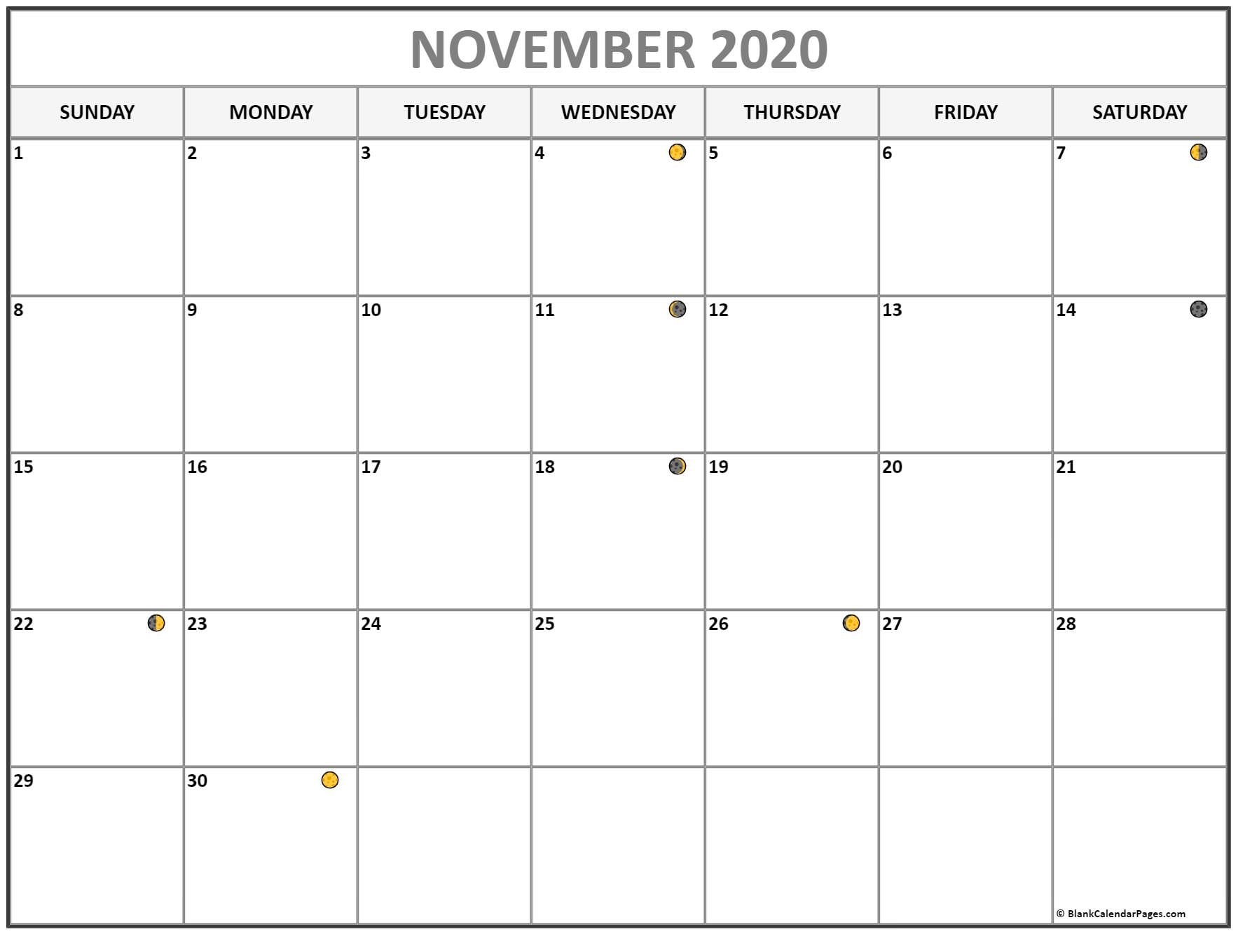 November 2020 Lunar Calendar | Moon Phase Calendar