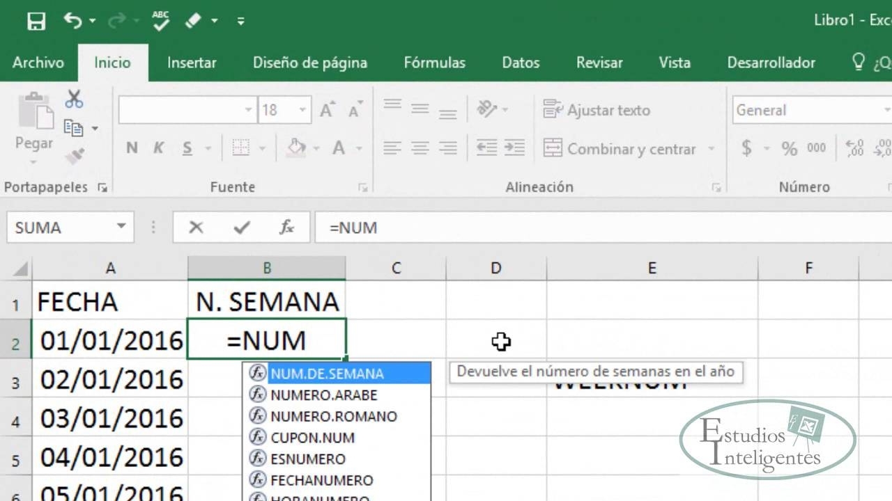 Numero De Semana En Excel