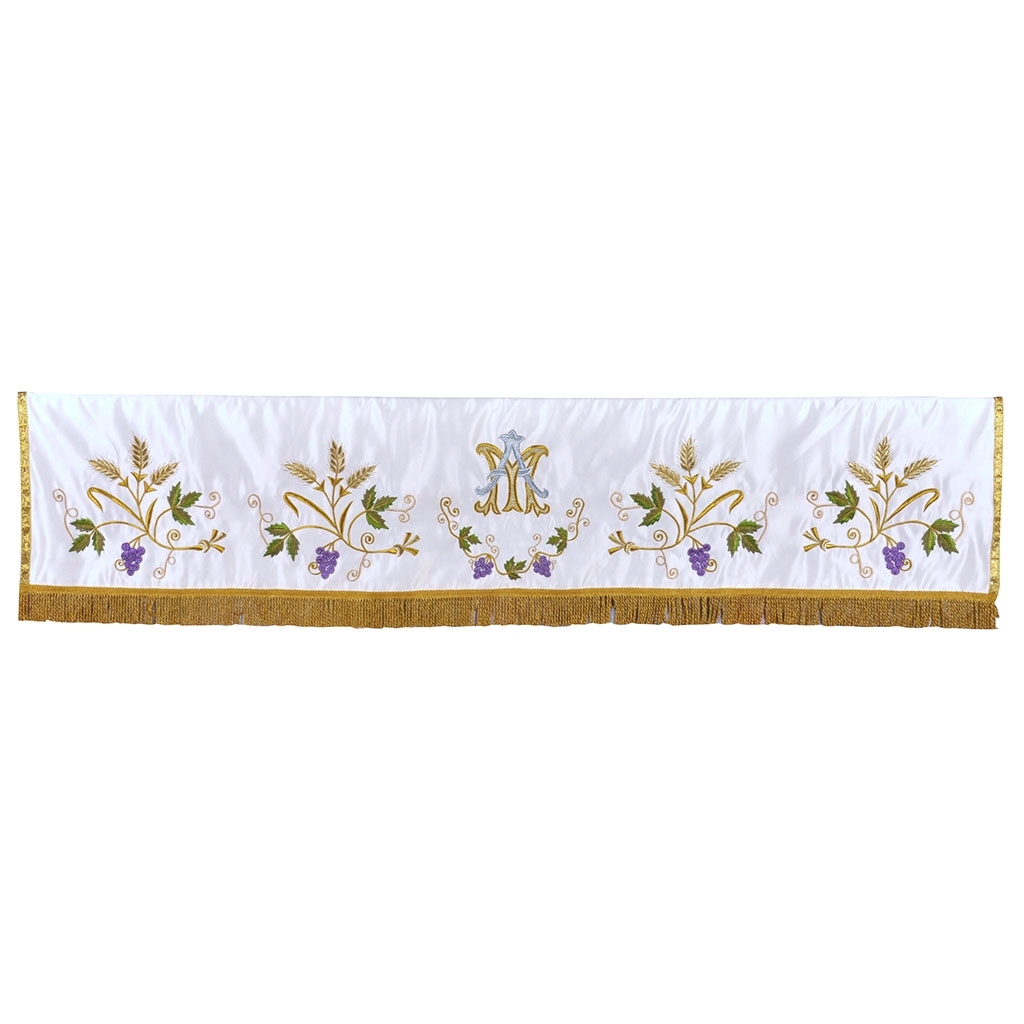 P03: Satin White Altar Parament - Ave Maria - Satin White