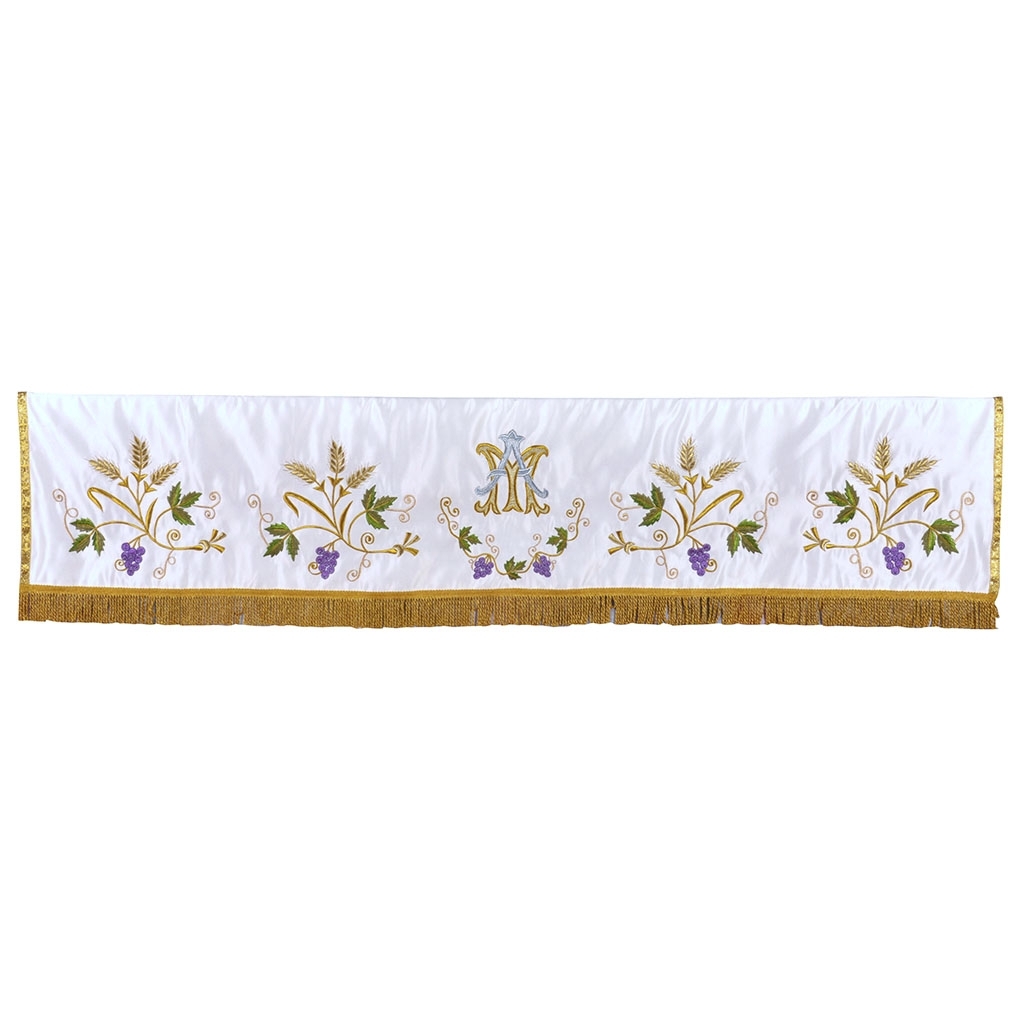 P03: Satin White Altar Parament - Ave Maria - Satin White