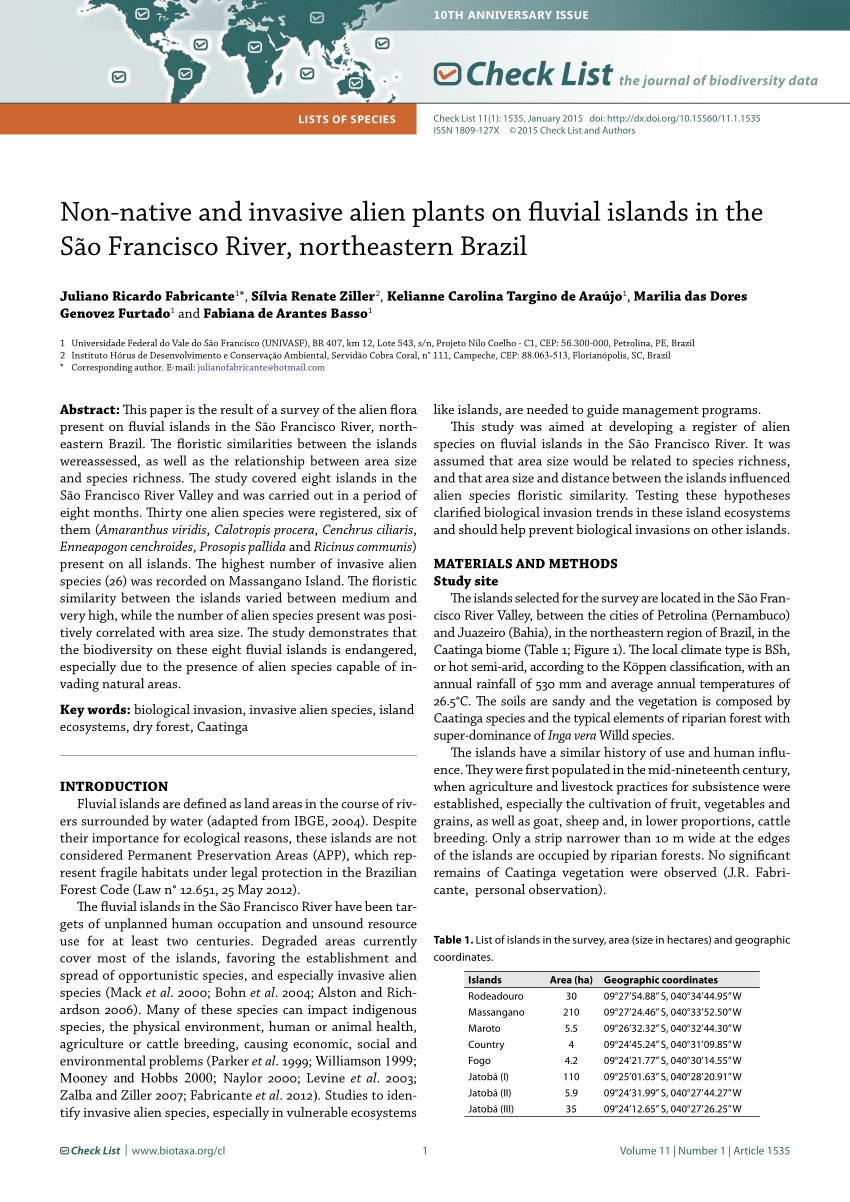 Pdf) Non-Native And Invasive Alien Plants On Fluvial Islands