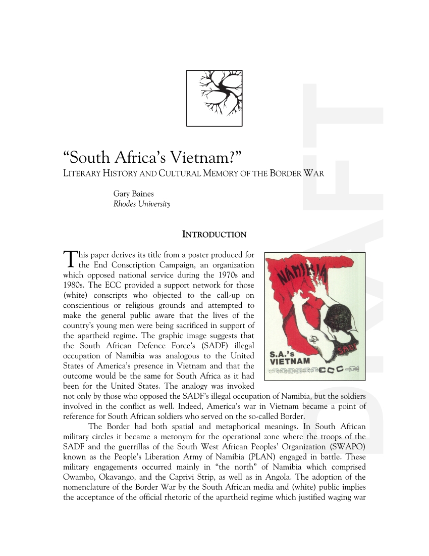 Pdf) “South Africa&#039;s Vietnam?”