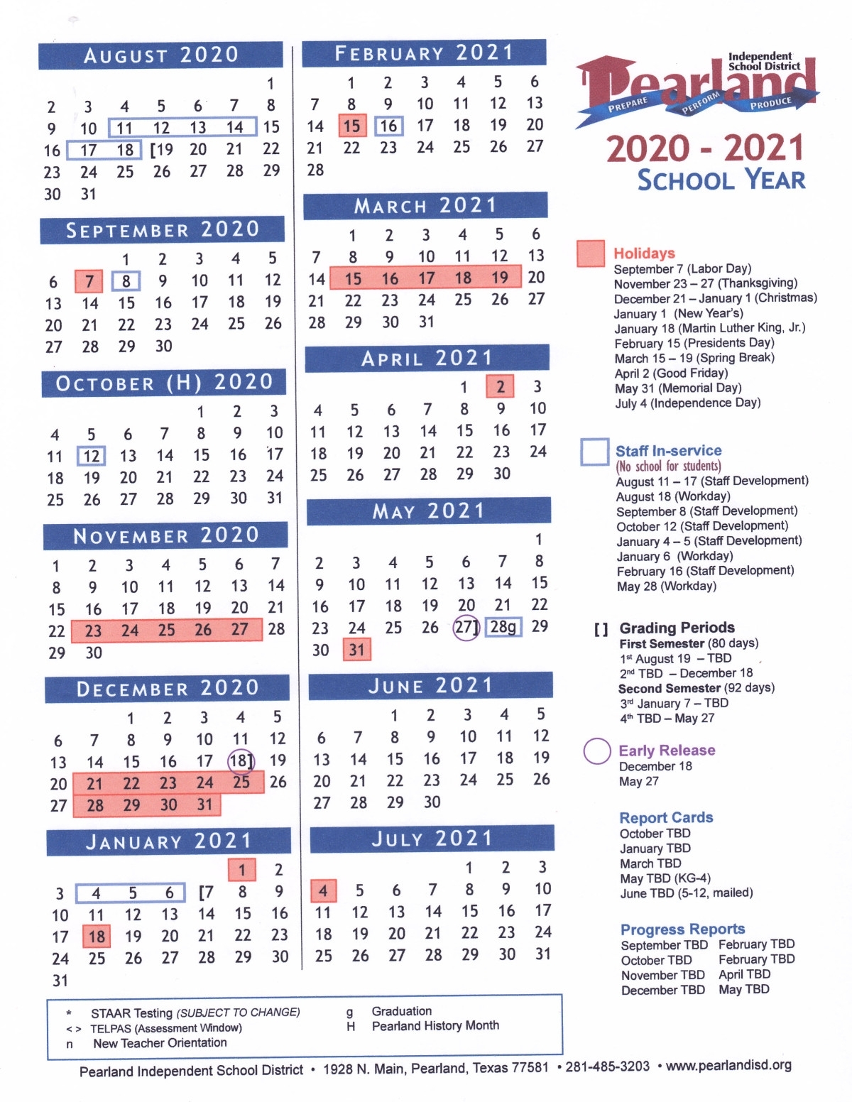 Pearland Isd Calendar 2022-23 - Customize and Print