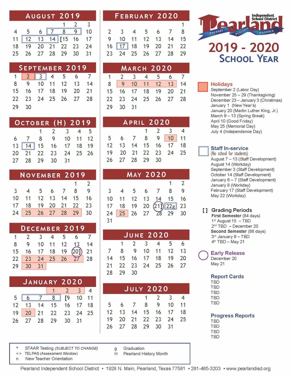 Pearland Isd Calender Customize and Print