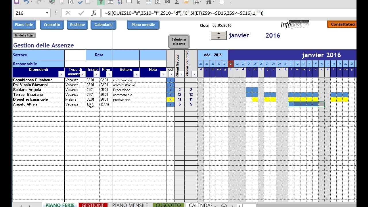 Pianificazione Ferie Excel By Infogestione, Esperti Su Excel