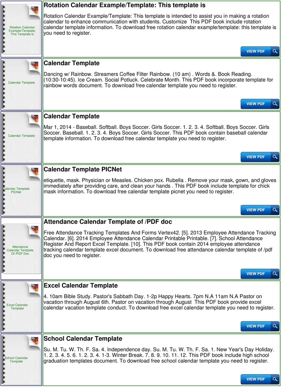 Preaching Calendar Template - Pdf Free Download