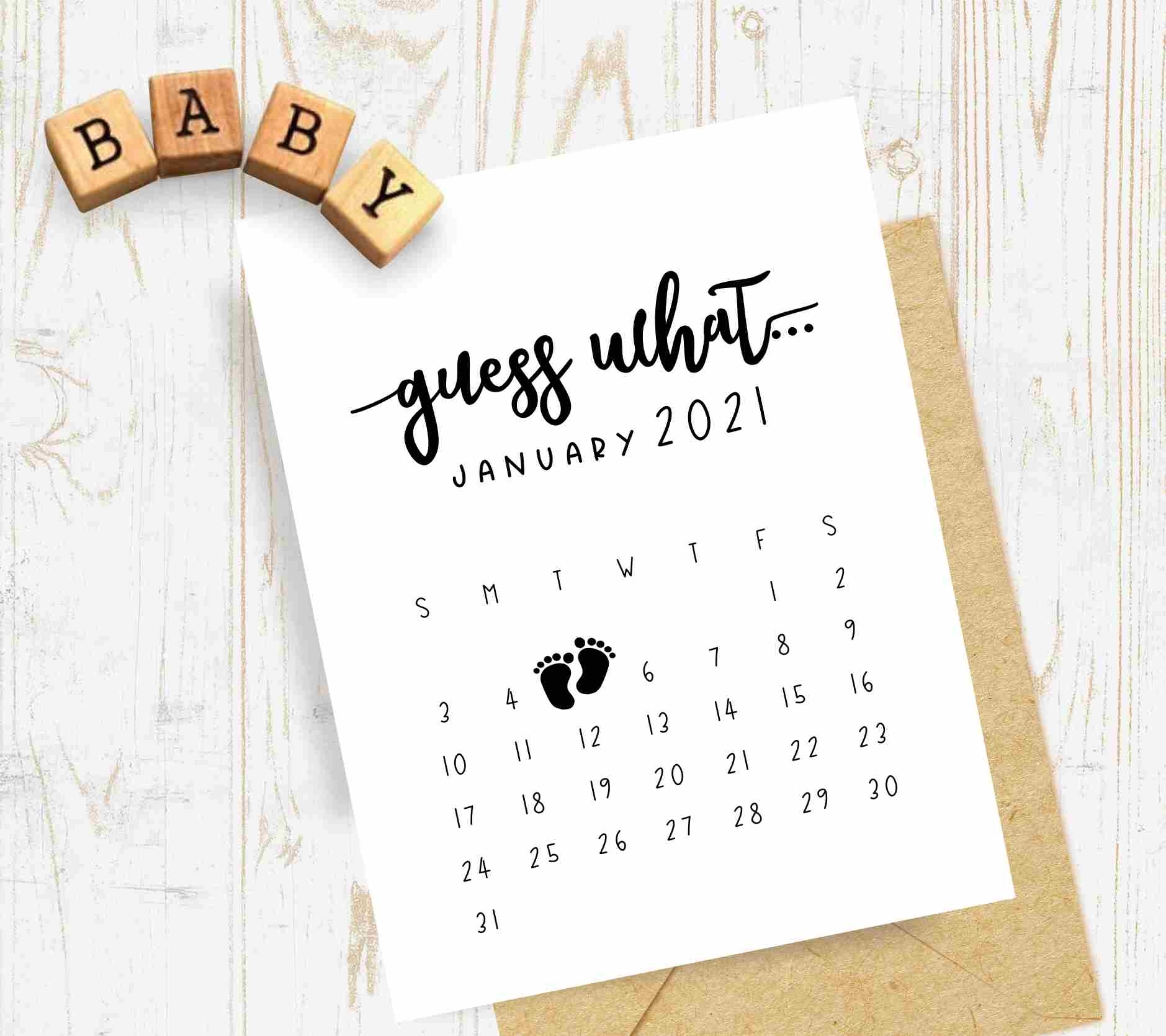 Pregnancy Announcement Calendar - Personalized Guess What Calendar