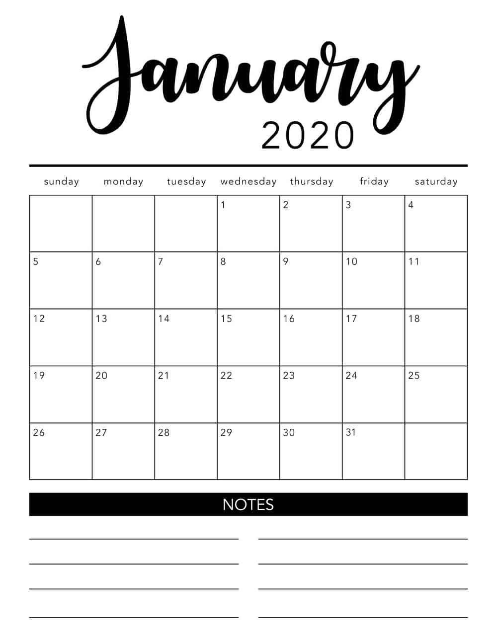 Free Printable Lined Monthly Calendar 2020 Calendar Template 2023