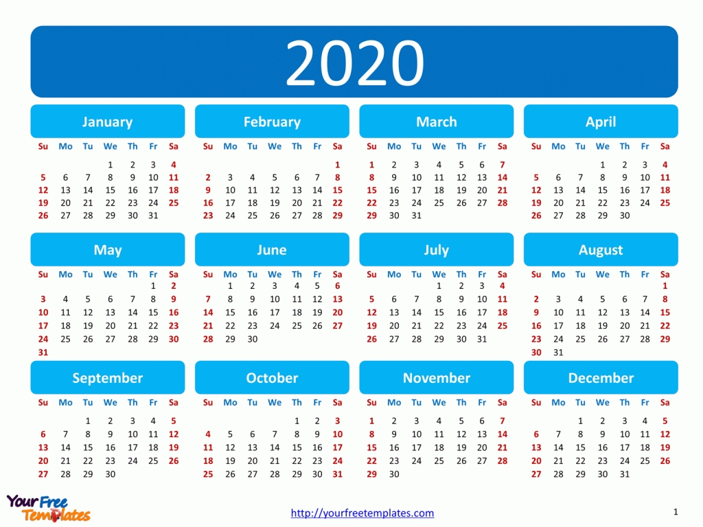 Printable Calendar 2020 Template - Free Powerpoint Templates