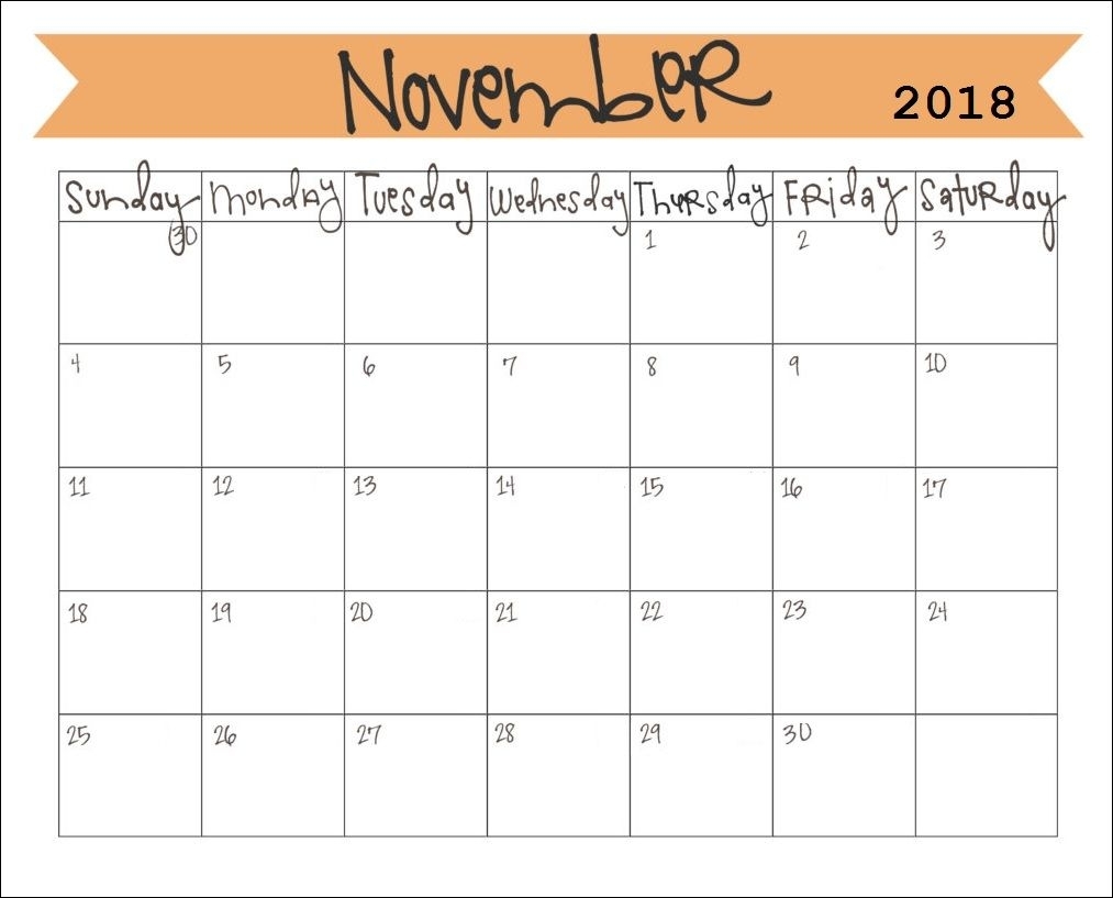 Printable November 2018 Calendar (With Images) | November