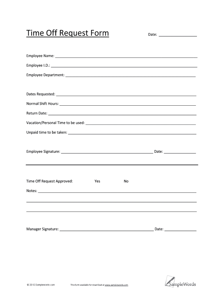 Printable Vacation Request Form 2018 - Fill Online