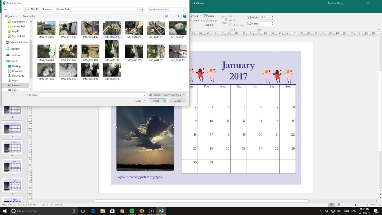 Publisher 2016 Calendar Using Template