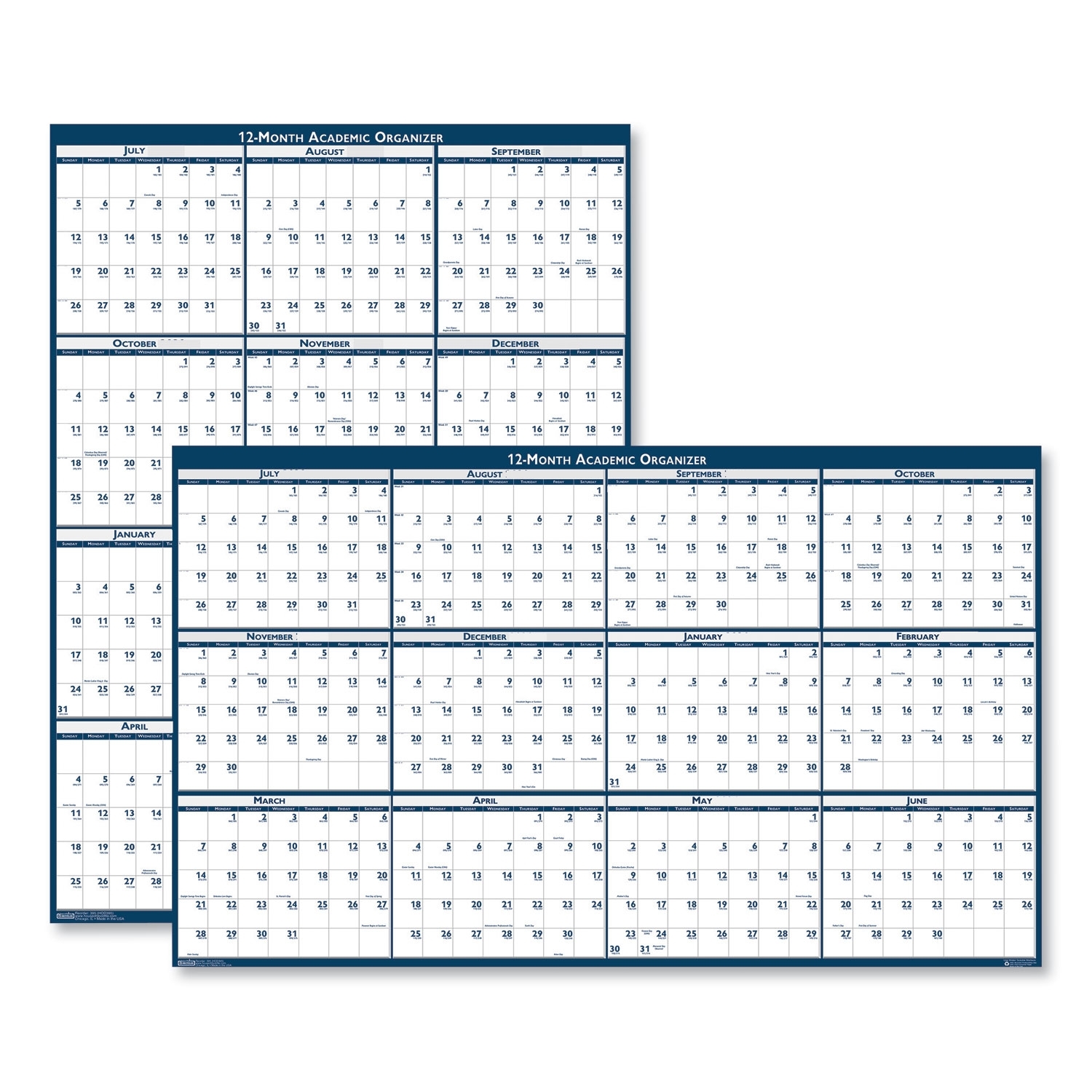 Recycled Poster Style Reversible Academic Yearly Calendar