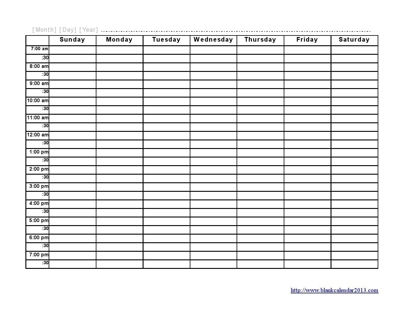 Schedule Templates Free Printable | Weekly Calendar – Free