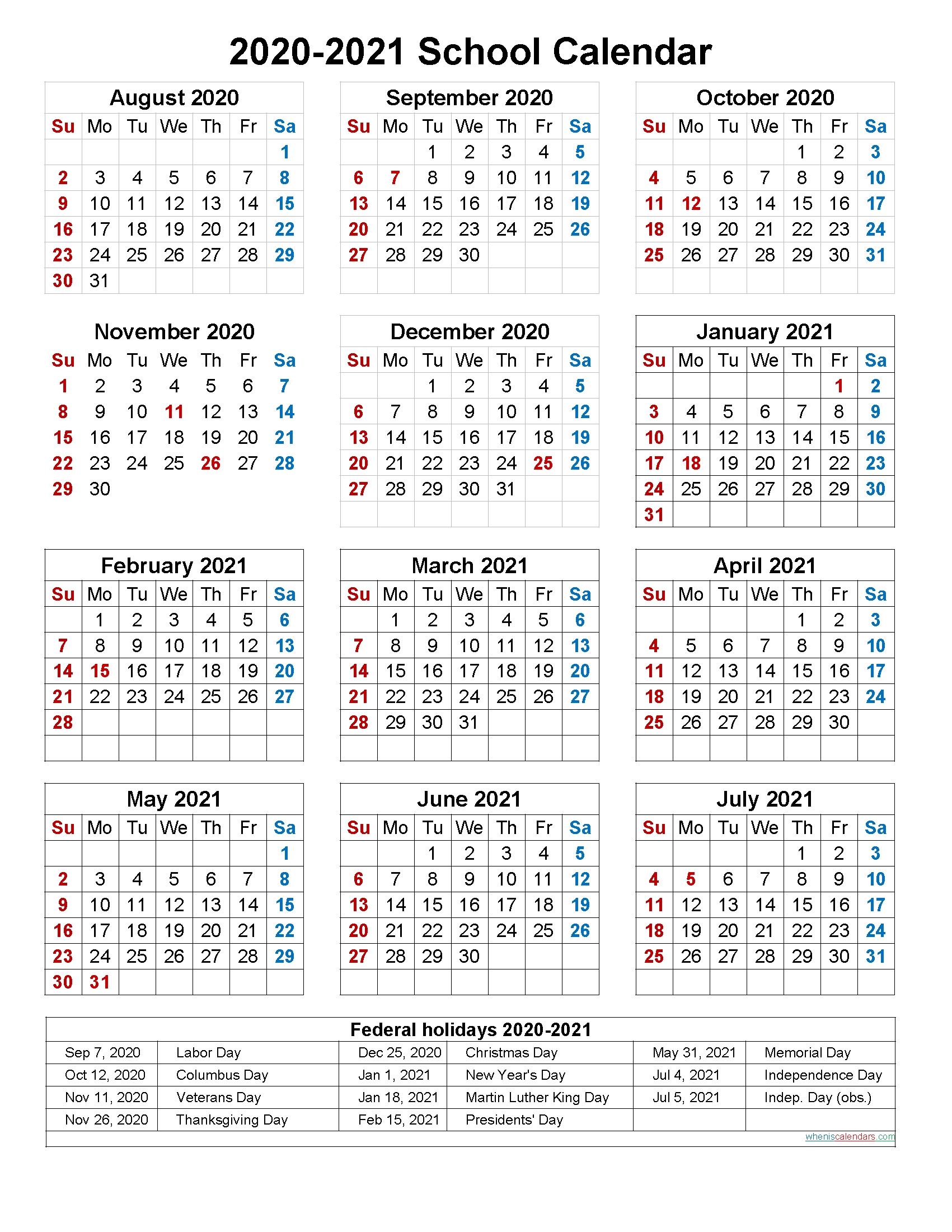 2020 2020 Academic Calendar Template | Calendar Template 2020
