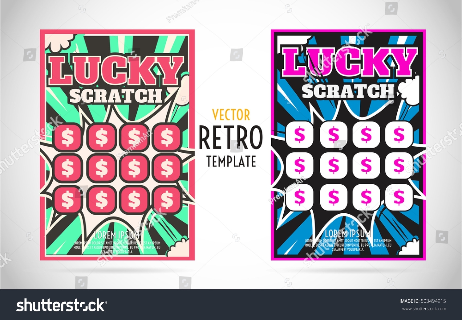 Scratch Off Lottery Card Ticket Vector Stock Vector (Royalty