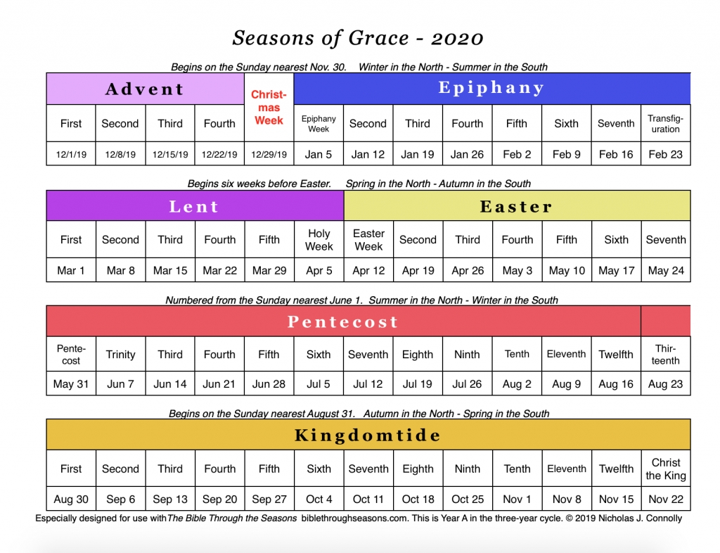 Seasons Of Grace: Liturgical Calendar – Matawan United
