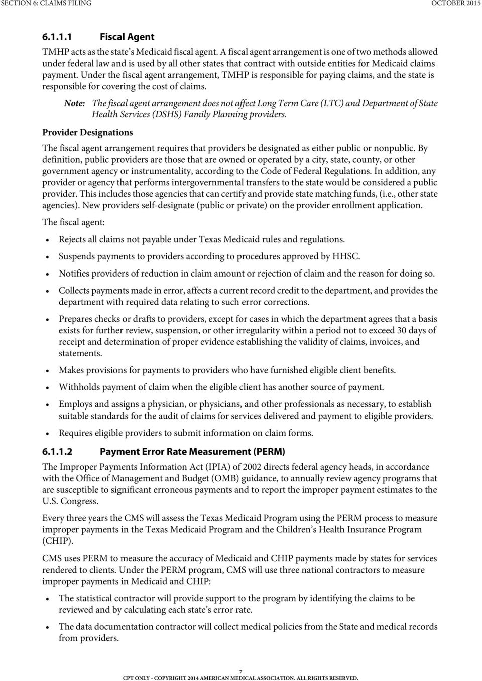 Section 6: Claims Filing Texas Medicaid Provider Procedures