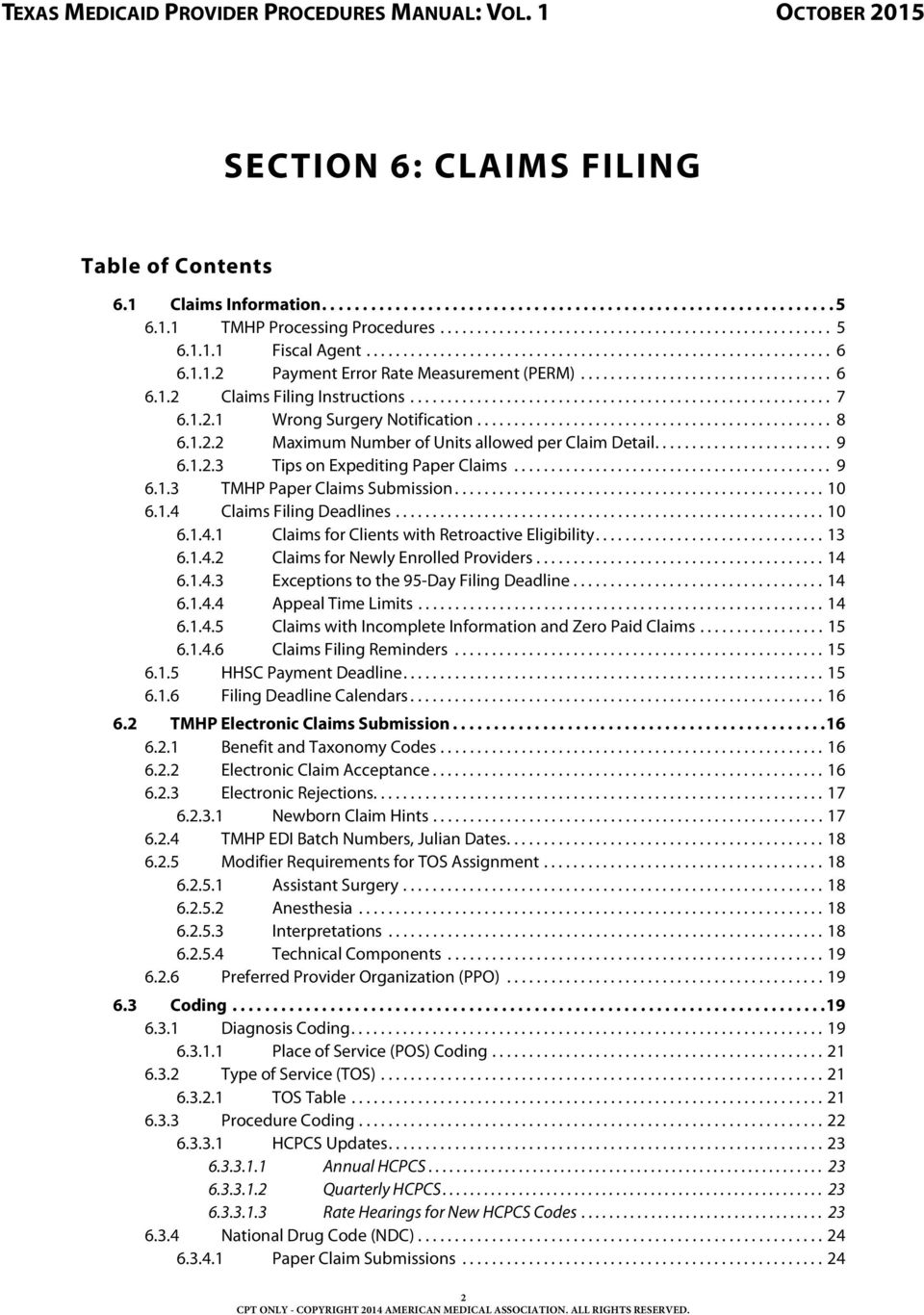 Section 6: Claims Filing Texas Medicaid Provider Procedures