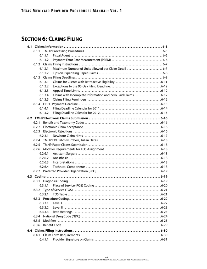 Section 6, Claims Filing