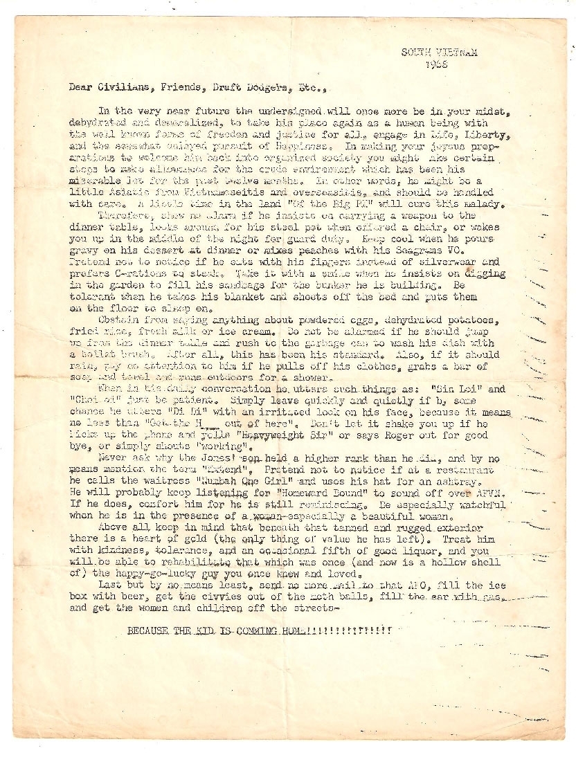 Short Timer Letter | 327Th Infantry Veterans