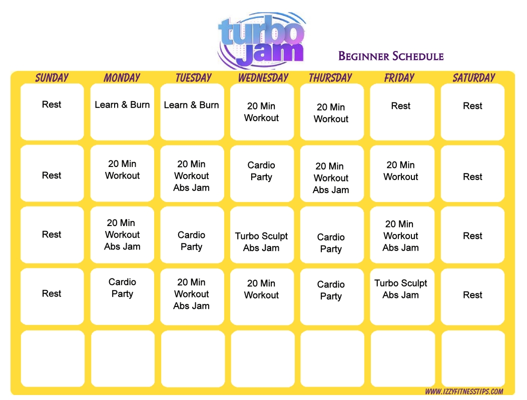 Turbo Jam Beginner Schedule (With Images) | Turbo Jam