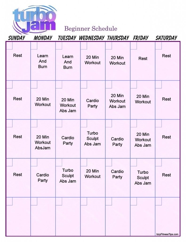 Turbo Jam Workout Calendar | Turbo Jam, Workout Calendar