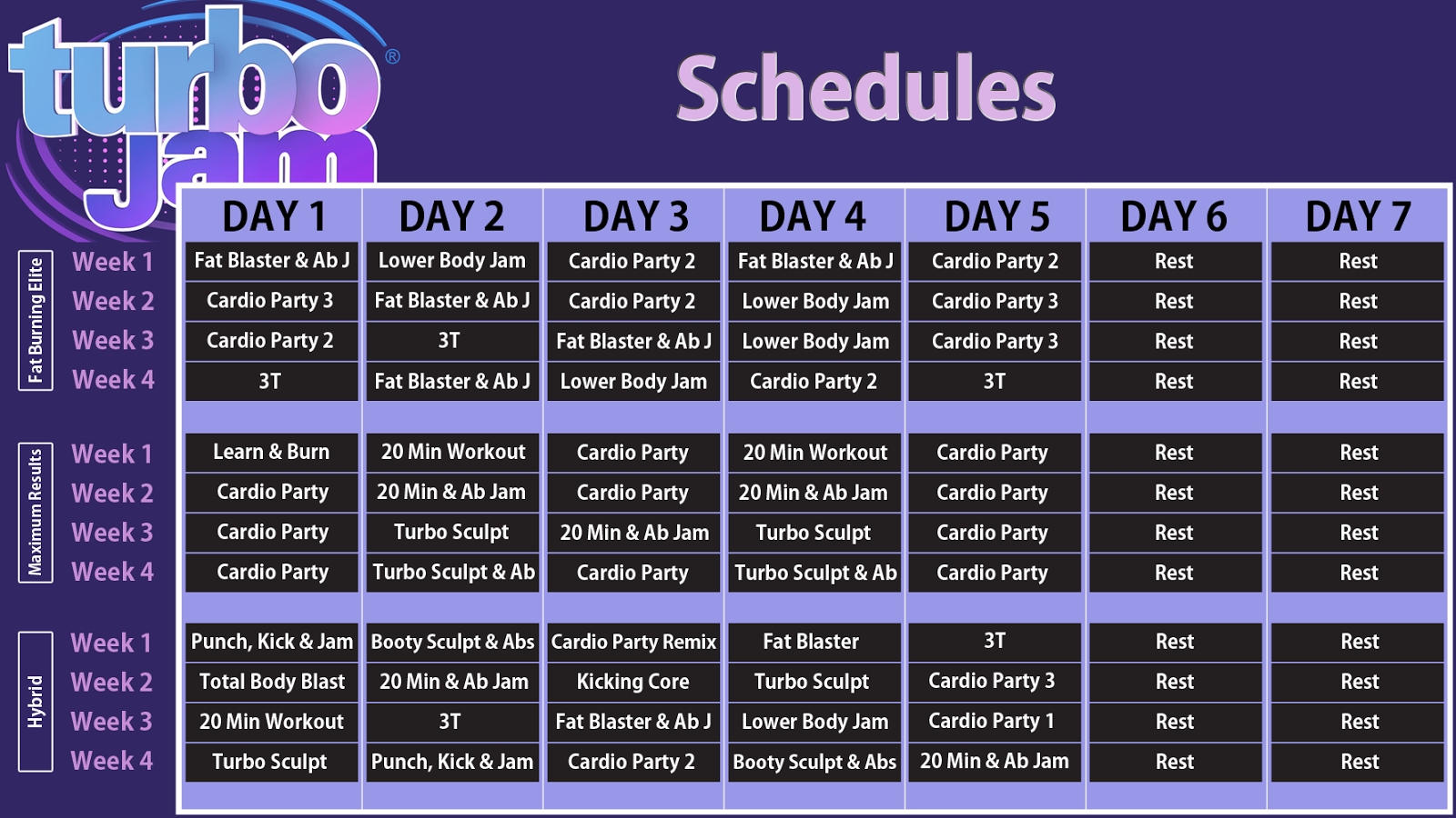 Turbo Jam Workout Schedule (With Images) | Turbo Jam