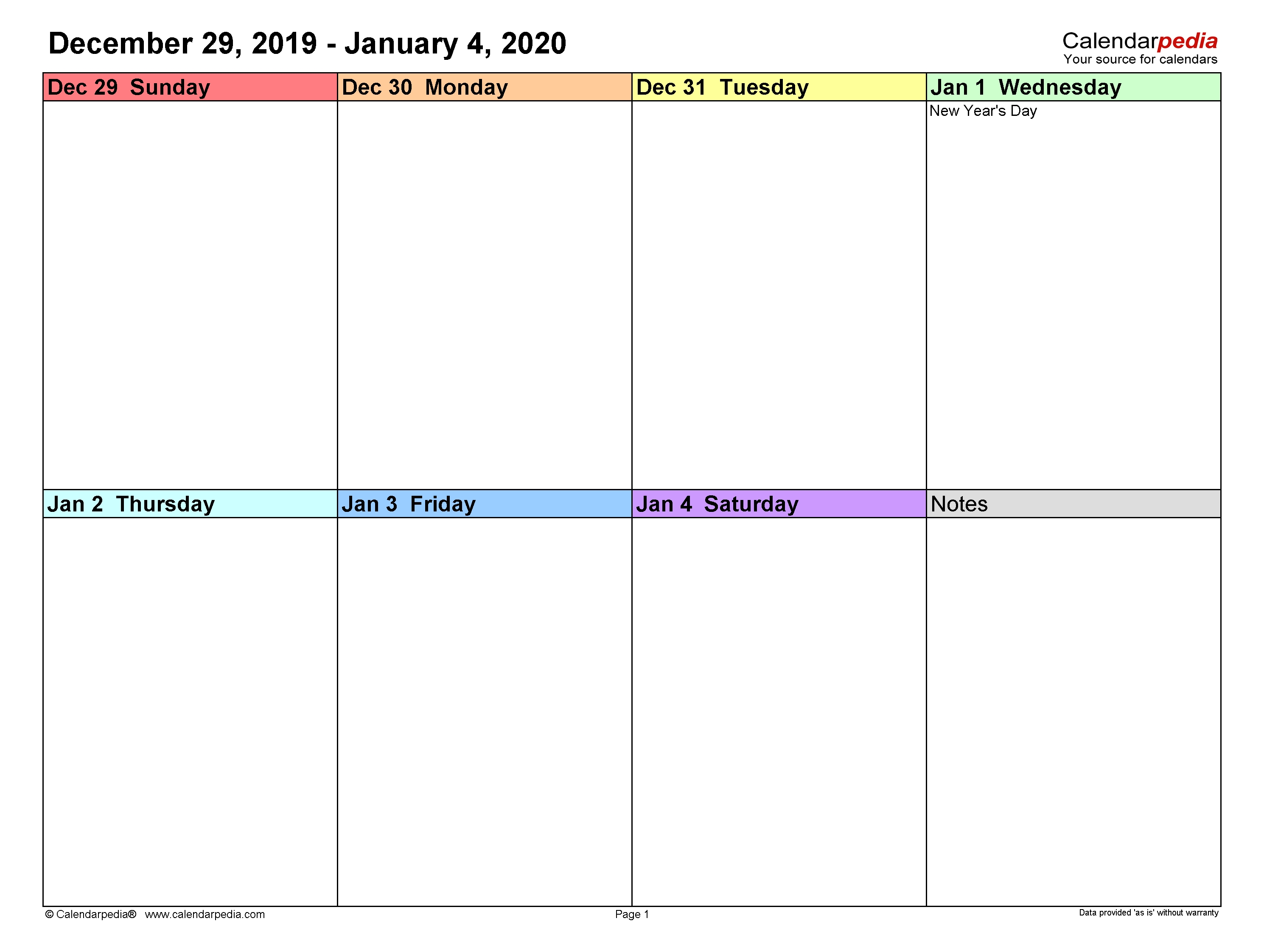 Weekly Calendars 2020 For Pdf - 12 Free Printable Templates