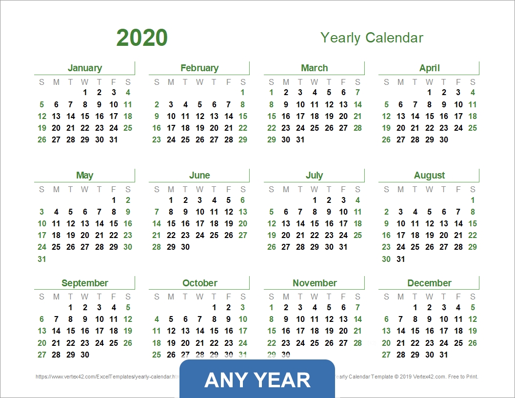 Yearly Calendar Template For 2020 And Beyond