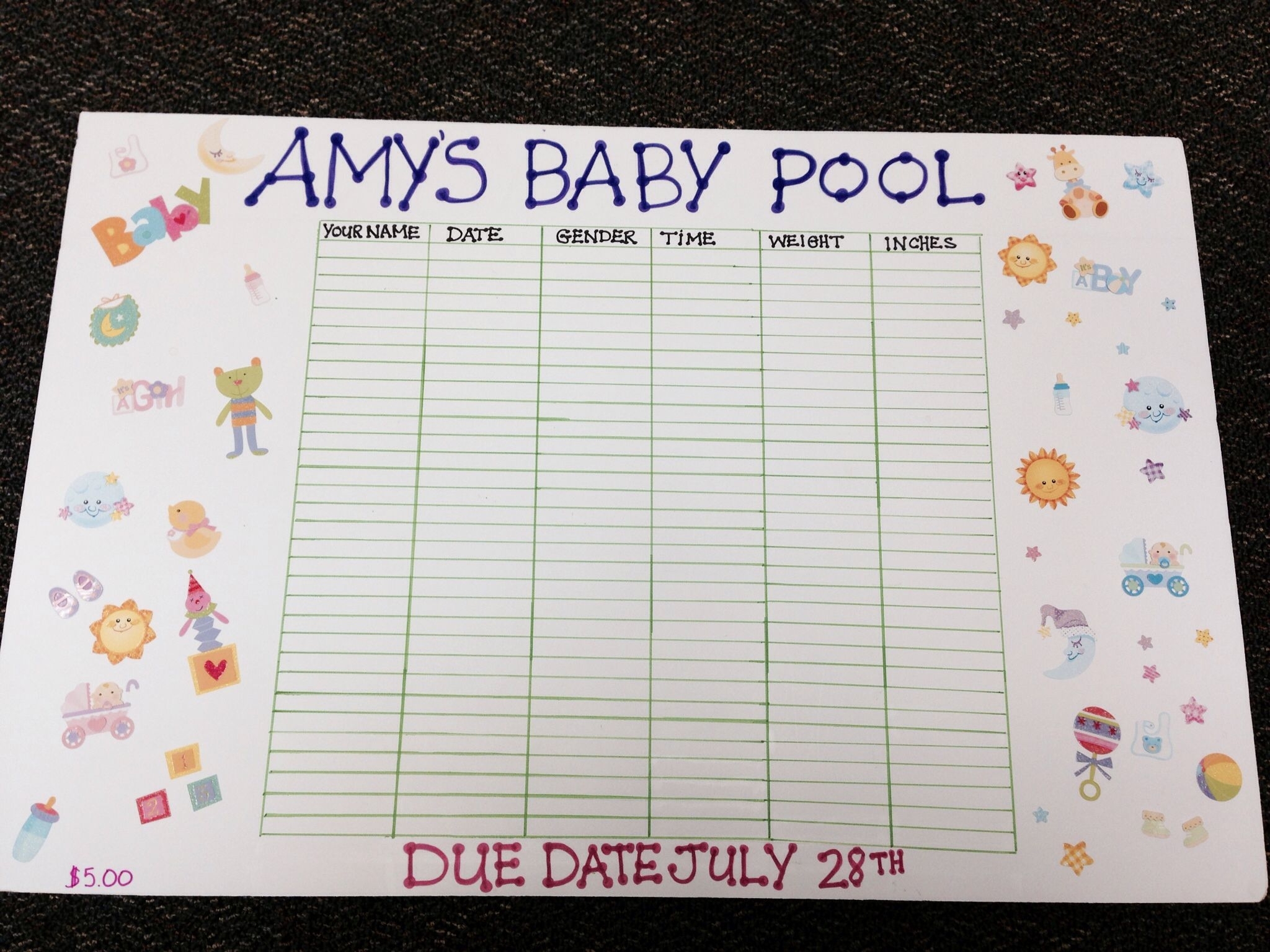 Office+Baby+Due+Date+Pool+Template | Baby Due Date, Baby