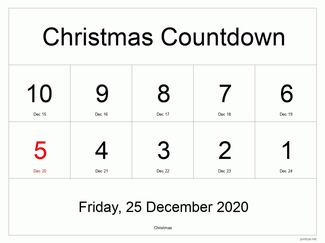 Printable Countdown Calendar