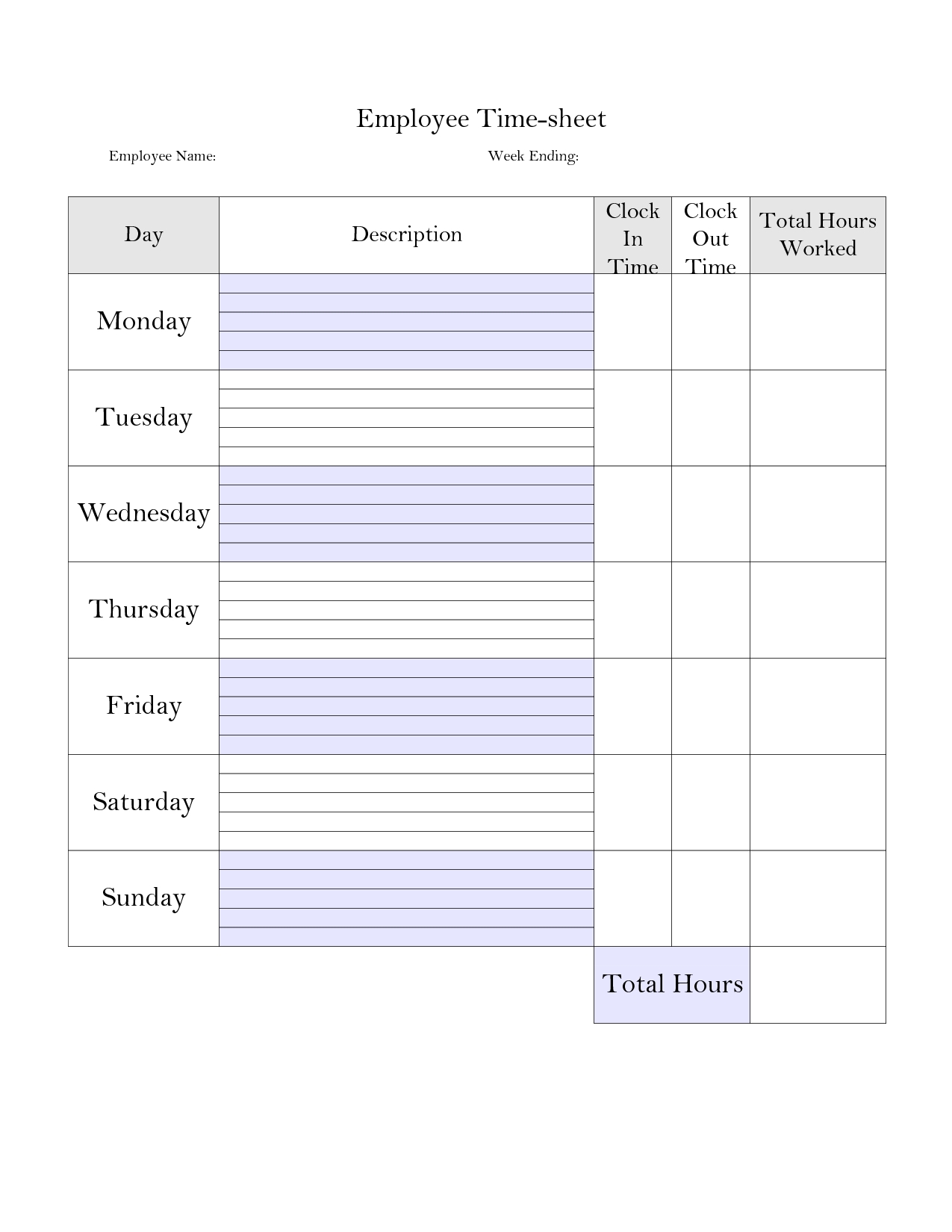 Printable+Weekly+Time+Card+Template | Time Sheet Printable