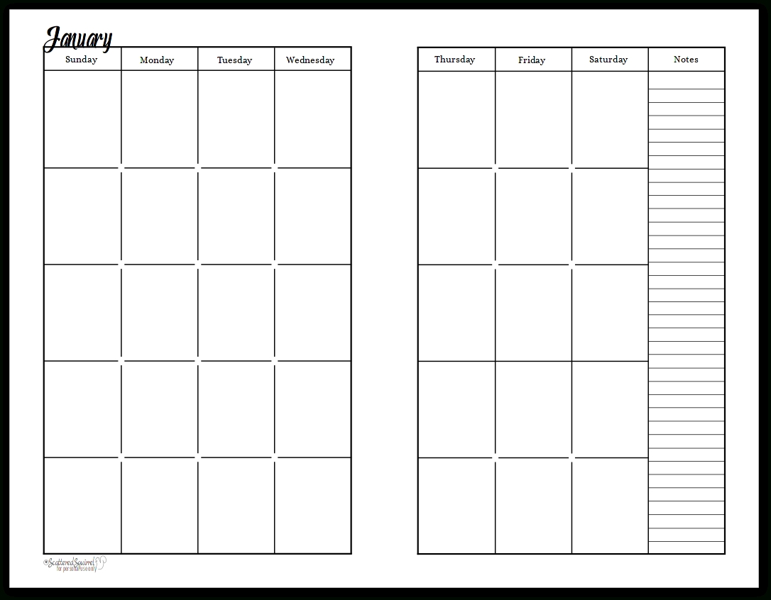 free prntable calander two page spread calendar template 2020