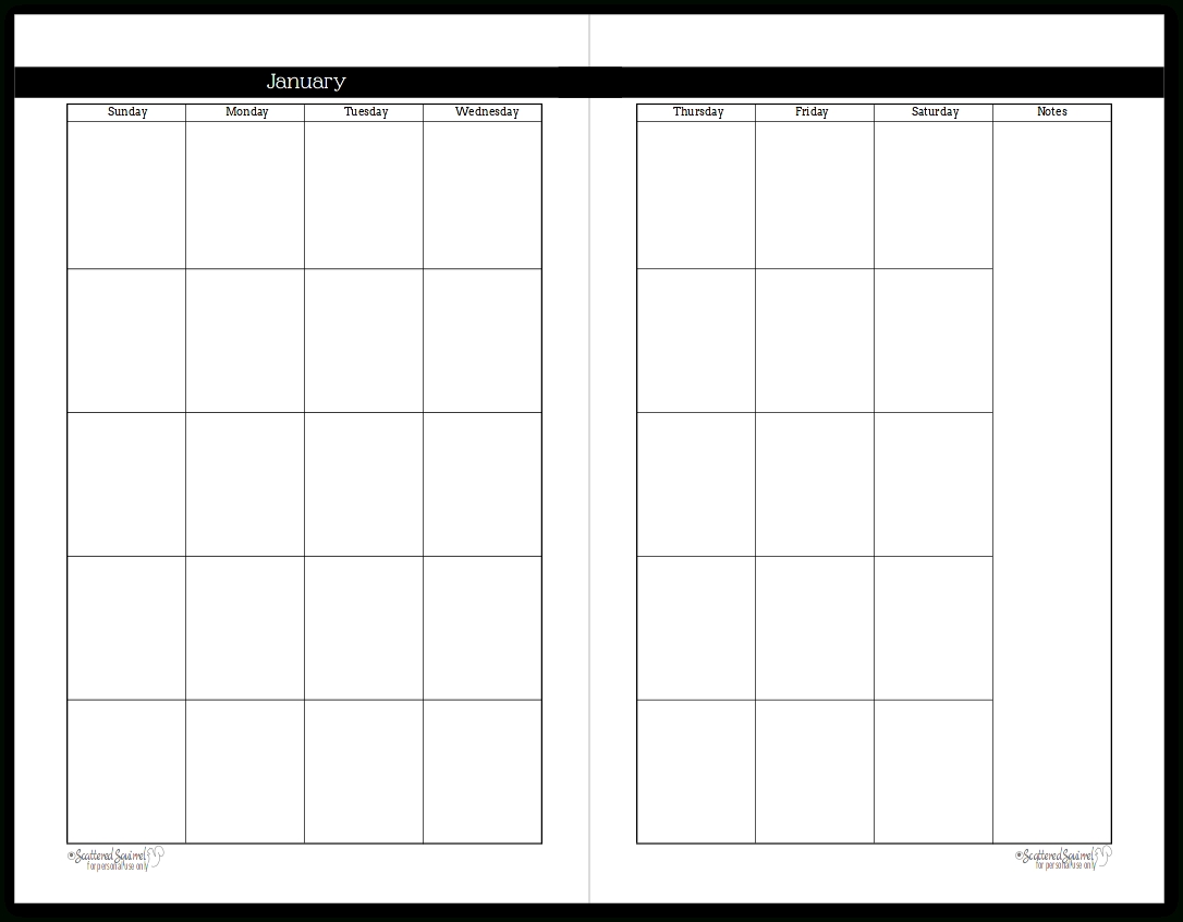 free prntable calander two page spread calendar template 2020