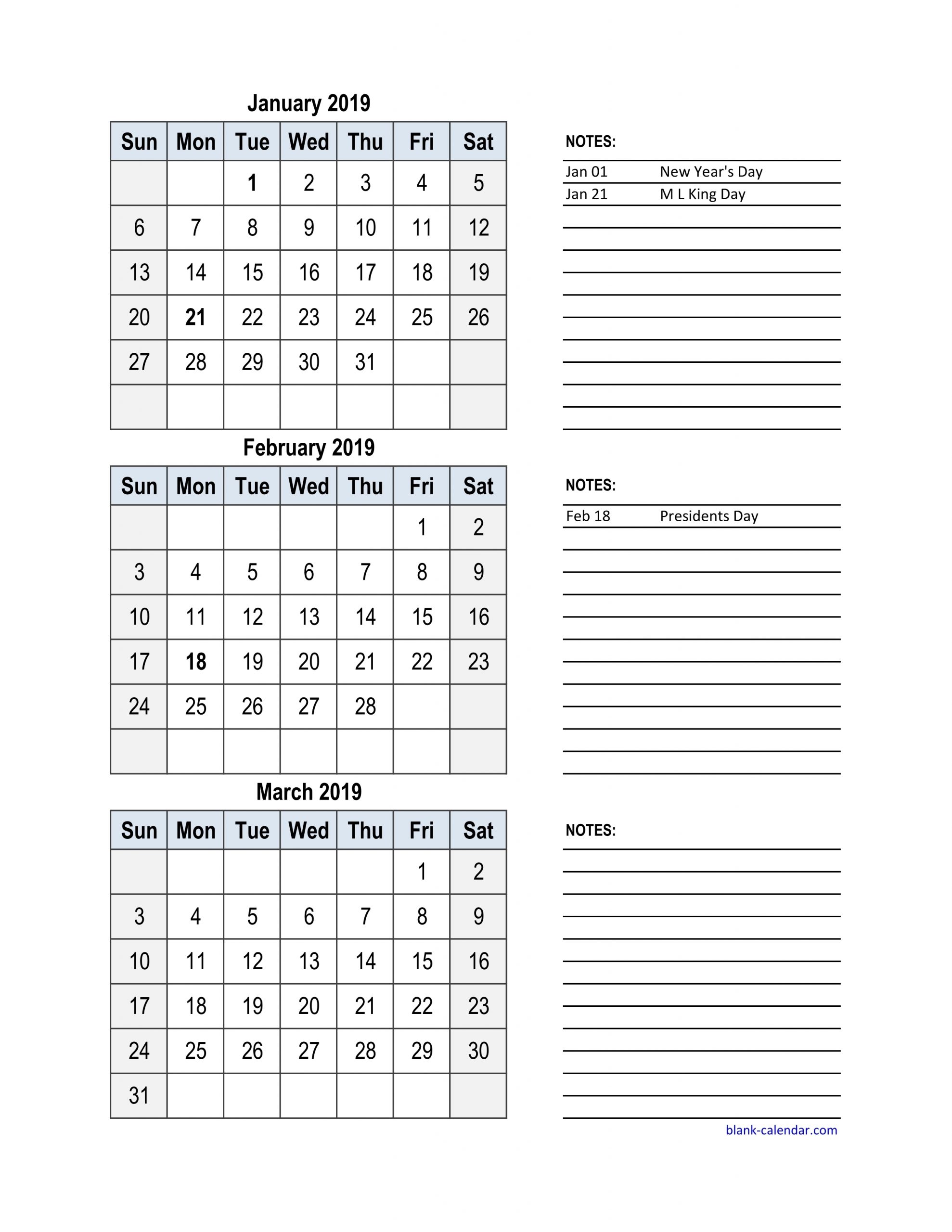 3 Month Printable Calendar