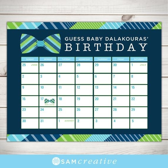 Baby Due Date Calendar Baby Shower Game Printable Baby Shower | Etsy