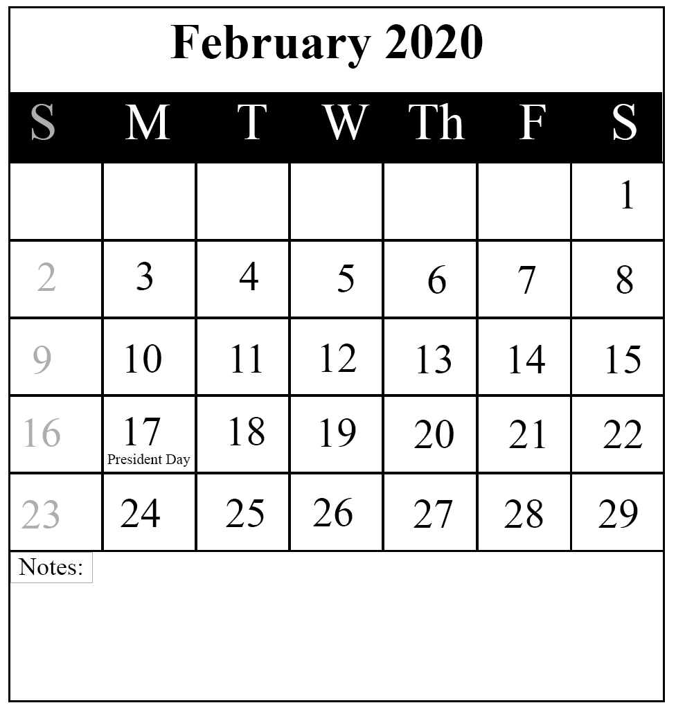 Free Download February 2020 Printable Calendar { Pdf,Excel &amp; Word} | Printable June Calendar