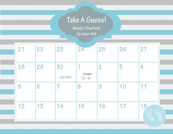 Guess The Due Date Template :-Free Calendar Template